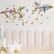 astylishome Wandtattoo Kinderzimmer Junge Blumen Vögel auf Ast Wandaufkleber Blüte Äste Birnenblüte Wandsticker Schlafzimmer Wohnzimmer Babyzimmer Wanddeko 0511