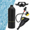 EIMSOAH Mini-Tauchflasche, 1 L Tauchflasche, Tragbare Tauchflasche, Mini-Tauchflasche, Tauchset mit Entlüftung, Überdruckventil, Tauchgerät, Gurt, Taucherbrille (Schwarz)