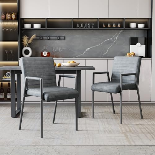 Merax Esszimmerstuhl 2er Set, Moderne Sessel mit hoher Rückenlehne, Wohnzimmerstuhl mit Metallbeinen, für Wohnzimmer, Küche, Schlafzimmer, Schwarz