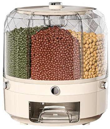 Dispensador de granos - Recipiente para alimentos secos Contenedor de granos, soporte giratorio Dispensador circular | Solución de almacenamiento de alta capacidad para despensas, congeladores