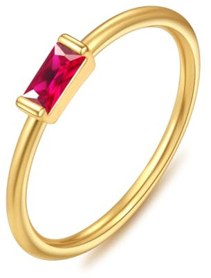 ZHESHY Ring Gold Silber für Damen Geburtsstein 14K Vergoldet Verlobungsring Promise Solitär Daumenring mit Edelstein Granat Citrin Peridot Ringe Goldene Stapelringe für Frauen Geschenk Größe 52-64