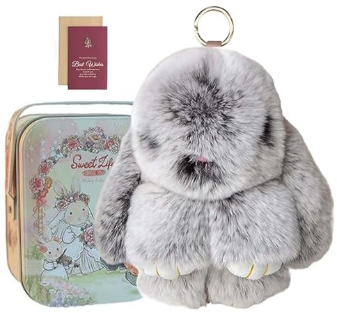 Porte-clés Lapin Lulu Avec Boîte Exquise, Pendentif Lapin En Peluche Fait À La Main, Décoration De Porte-clés Lapin Mignon, Accessoire De Sac À Dos, Pendentif Lapin Doux, Cadeau Pour Les Femmes