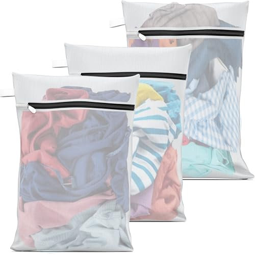 3 Bolsas Lavadora Reutilizables 30x40cm | Protege tu Ropa en cada Lavado con esta Bolsa Rejilla para Prendas Delicadas 100% Poliester | Bolsa para Lavar Ropa Interior en Lavadora