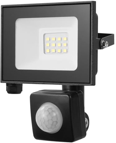 10W Security Lights with PIR Motion Sensor,IR Remote Control,1000LM 6500K Super Bright LED Floodlights Outdoor,IP66 Waterproof Spotlight,Ultra Thin Wall Lights for Garden Garage Yard Doorways