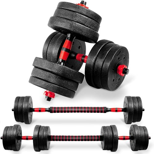 TANNESS Dumbbells Set - 2 in 1 Adjustable Dumbbells - Dumbbell Sets for Men and Women - Barbell Weights Set with Connecting Rod - 20kg Dumbbell Pair - Gym Equipment - Exercise Equipment for Home Use