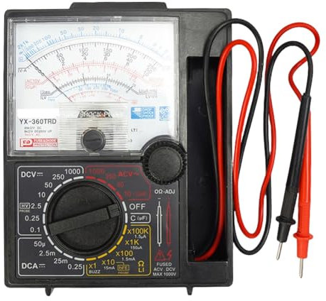 Fuhjythy Tester Multimetro Analogico con Penna di Prova con Cicalino Tester di Tensione e Corrente DC 1000V Puntatore Portatile Misuratore Analogico Multimetro
