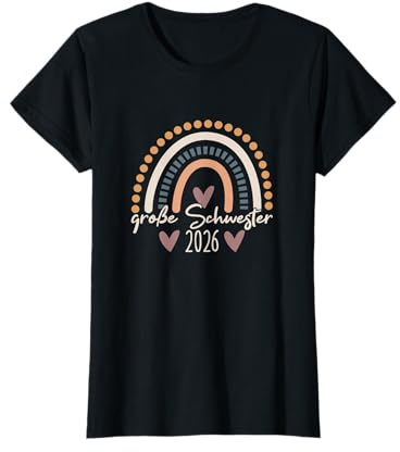Große Schwester 2026 Boho Regenbogen Baby Mädchen T-Shirt