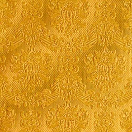 Servietten Papier 33x33cm 3-lagig 15 Stück mit Ornamenten geprägt - hochwertig & nachhaltig - Einweg Papierservietten für Hochzeit Dinner Gastronomie Party - Hochzeitsservietten Gelb
