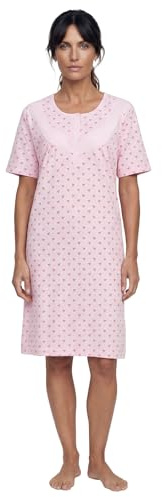 Zeitlos Nachthemd Damen Kurzarm ROSI mit Schleife M-6XL Schlafshirt Knopfleiste Raffung