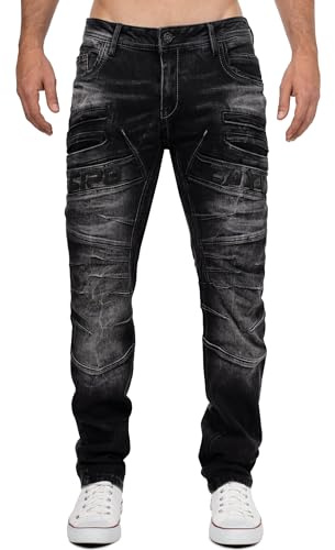 Cipo & Baxx Herren Jeans in Regular & Slim Fit im Biker- und Used-Look | Verschiedene Designs mit Stone-Washed-, Destroyed- und Cargo-Details, Kontrastnähten, Taschen und Reißverschlüssen