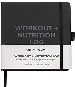 Structurewell Workout + Nutrition Log – 12 Week Fitness Tracker, Workout Log Book, Gym Planner, and Food Journal for Men & Women | Daily Exercise, Diet, Weightlifting, and Nutrition Log
