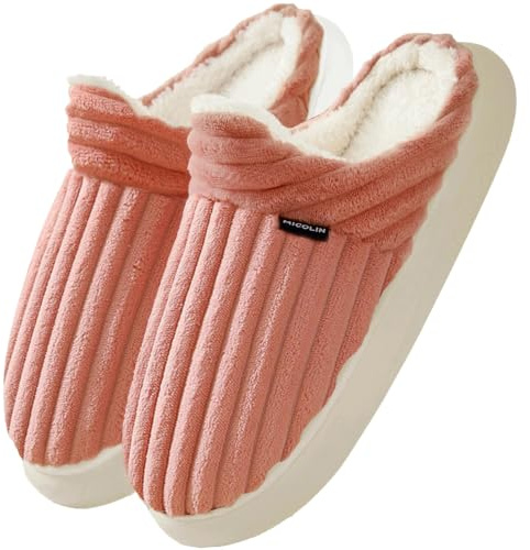 Misolin Pantofole Donna Invernali Calde Velluto Coste e Memory Foam | Ciabatte Casa Invernali, Fodera in Peluche, Morbide & Comode Slippers, Antiscivolo, Interno/Esterno