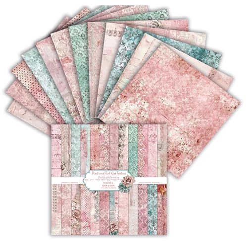 MerwDeeyt 24 Sheets Vintage Scrapbook Paper 6x6 Inch Double-Sided Decoupage Papers Floral Pattern Decorative Paper Scrapbooking Papers for DIY Card Making Wrap Decoration-Pink