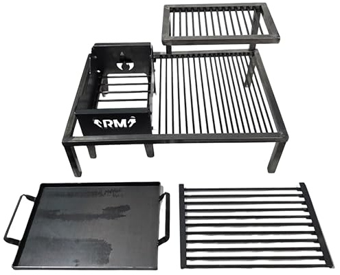 Parrilla argentina de lujo con módulos de hierro extraíbles - Parrilla Argentina de hierro - BBQ Parrilla Asado + brasero - Tamaño 24 x 16 pulgadas