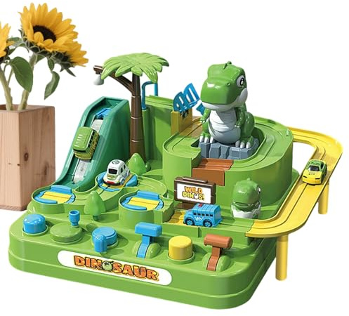 Spielzeug Auto Rennbahn | Dinosaurier Rutschbahn Zug Fahrzeuge - Weihnachts Abenteuer Thema Dinosaurier Rennbahn Spielzeug | für Kinder, Kindergarten, Geburtstag, Zuhause, Schule, Boden, Spielzimmer