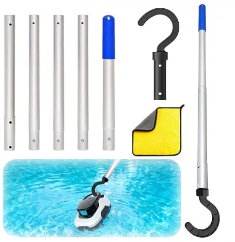 Gancio per robot da piscina, gancio per aste, asta telescopica con ganci, per piscina, 185 cm, gancio per accessori per robot da piscina, accessorio per robot da piscina, generico per accessori per la
