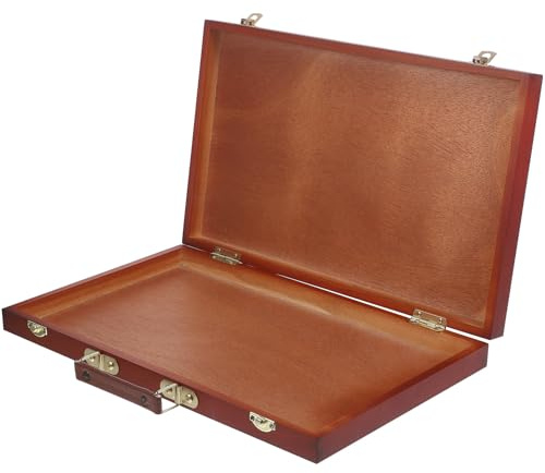 Malkoffer Holz, Multifunktionale Malbox mit Griff, Europäisch | Leerer Behälter für Holzpigmente, Zeichenwerkzeugkasten für Studenten und Künstler, für Desktop und Draußen