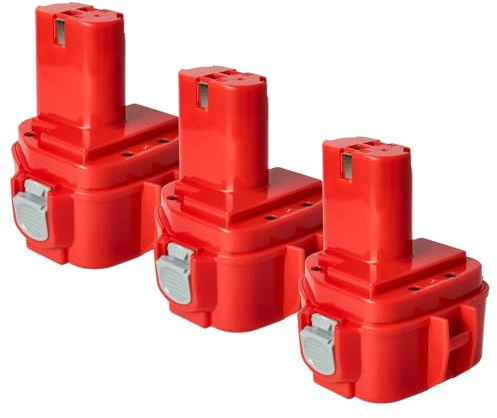 vhbw 3X Akku Ersatz für Makita 1220, 1222, 1202, 1235, 1201, 1201A, 1233, 1234, 1200, 1202A für Werkzeug (1500 mAh, NiMH, 12 V)