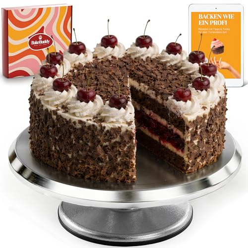 BakeBuddy Profi Tortenplatte drehbar (30 cm Ø), Aluminium Tortendrehteller | Drehplatte mit Antirutschboden, leichtgängiges Kugellager, ideal zum dekorieren von Torten I Geschenkidee für Backfans