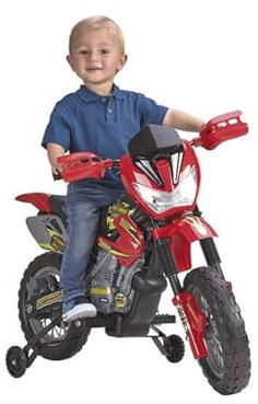 FEBER - Motorbike Cross 400F con Batería de 6V, Luces en los Faros, Sonido de Motor, Claxón y Dos Ruedines Traseros para Estabilidad, Peso Soportado 35 kg, Niños de 3 a 5 años, Famosa (800011250)