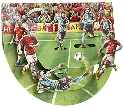 SANTORO Popnrock, 3D Pop Up Greeting Card - Football - Soccer Match - Premier League UEFA European FIFA World Cup Football Fans for Him Dad Father's Day Birthday