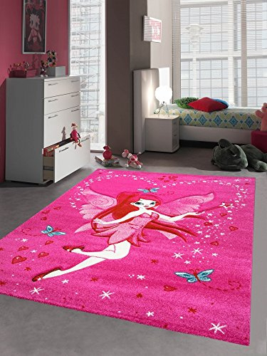 CARPETIA Kinderteppich Kinderzimmerteppich Kinderzimmer Mädchen Zauberfee Fee Tinkerbell Pink Größe 160x230 cm