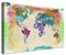LANA KK Stilvolle Pinnwand Weltkarte - Bunt - Deutsch in 150 x 100 cm, stabile Rückwand zum Pinnen inkl. Starterkit - Leinwand-Kunstdruck Wandbild Landkarte XXL