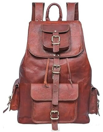 ZNT BAGS Handgefertigter Leder-Rucksack mit Schulterriemen, trendige, stilvolle Unisex-Reisetasche für Jungen und Mädchen, perfekt für Vintage-Vibes in der Schule, im Büro für Männer und Frauen,