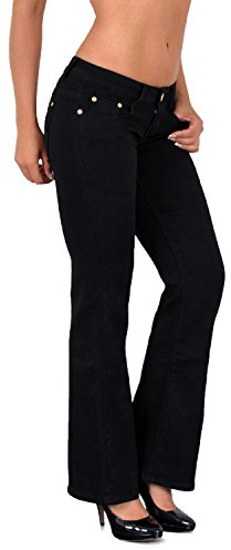 ESRA Jeans Damen Bootcut Jeanhose Damen Schlaghose Bootcut Jeans Damen Jeans Stretch Low Waist Jeans Damen Hüftjeans Weite Hose Damen Flared Jeans Hose Damen bis Übergröße Große Größe B400
