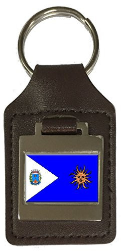 Schlüsselanhänger aus Leder mit Gravur von Araraquara City Sao Paulo Bundesstaat Flagge