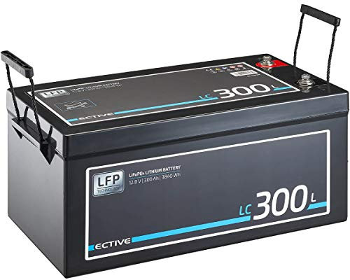 ECTIVE LiFePO4 Batterie LC300L - 12V, 300Ah, 3840Wh, Management System - Lithium-Eisenphosphat Versorgungsbatterie, Bootsbatterie, Solarbatterie für Wohnwagen, Wohnmobil, Camper