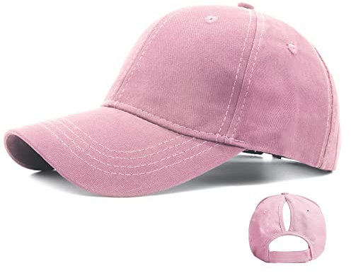 Ruyosn Basecap Damen Mit Hohem Pferdeschwanz - Sommer Kappe Für Sonnenschutz - Hip Hop Cap Aus Baumwolle, Rosa