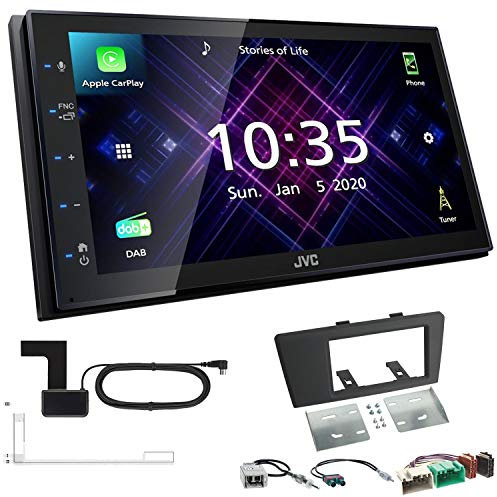JVC KW-M565DBT 2-DIN Autoradio mit DAB Antenne passend für Volvo V70 II 2000-2003 schwarz 2000-2003