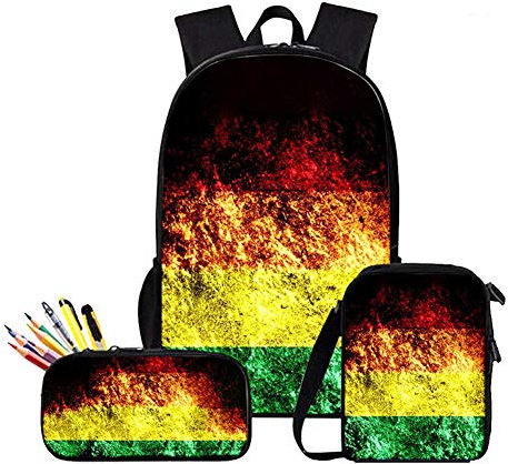 NANANA 3pc / Set Kinderrucksack, 3D Oxford Stoffbeutel Student Bookbag Shcoolbag Laptop Rucksack Reise Computer Tasche mit Wärmeisolierter Schultertasche und Bleistift-Tasche,40x30x13 cm,#11