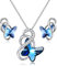 AOBOCO Schmuckset Silber 925 Damen, Schmetterling Unendlichkeit Kette Ohrringe mit Kristallen, Hochzeit Geburtstagsgeschenke für Sie Mutter Freundin