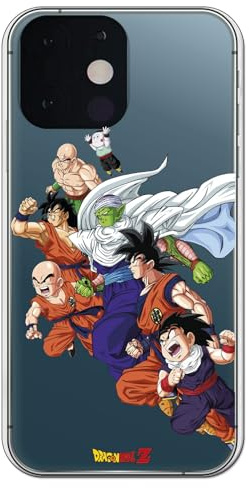 Personalaizer Offizielle Schutzhülle, kompatibel mit iPhone 13 Mini, Dragon Ball Z, Multifiguren, Goku, Piccolo, Krillin Ten Shin Han, Flexible TPU-Silikonhülle, transparent
