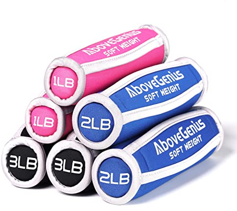 AboveGenius Handgewichte für Männer und Frauen (1/2/1,4 kg), 3 Paar Handgewichte im Lieferumfang enthalten, weiche Hanteln mit Gurt für Laufen, Joggen, Physiotherapie