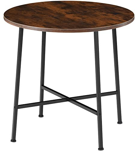 TecTake® Table à Manger Ronde 80 x 76 cm pour Salle à Manger, Table Cuisine Style Industriel Tables de Salle à Manger, Meuble Industriel, Meuble Salon Séjour Cuisine Bois et Acier, Bois foncé