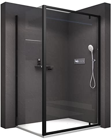 BERNSTEIN Cabina doccia Schermo doccia con ingresso ad angolo 100x100cm con porta a battente NT604 FLEX 6 mm Vetro nano trasparente, Colore profilo : cromo,porta 80cm x vetro fisso 100cm