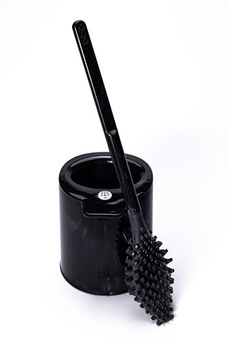 Biom Premium Toilettenbürste mit Halter - Hygienische, haarlose Badezimmer-Toilettenbürste - Tropffreie, antibakterielle Toilettenbürste - Innovatives Design, bleibt sauber (Schwarz Fauve)