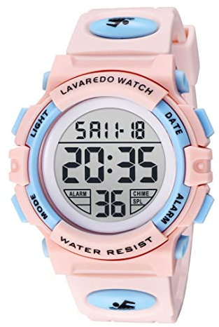 aswan watch Digitaluhr Kinder Mädchen mit Wecker,Stoppuhr,LED Licht,Datum-Sport Armbanduhr mit Silikonarmband-M