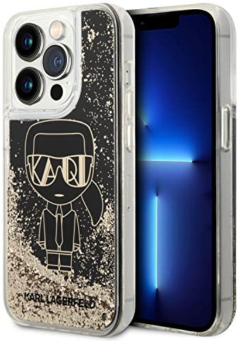 CG MOBILE Karl Lagerfeld Liquid Glitter Silikon Hülle Gatsby Ikonik Protector/Ultradünn/rutschfest/Stoßdämpfung/Anti-Kratzer Kompatibel mit iPhone 14 Pro 6,1 Zoll