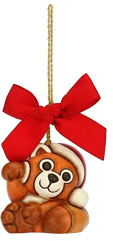 THUN - Weihnachtsschmuck, rotes Panda aus Keramik, handverziert, kleine Version - Weihnachtsgeschenkidee 2022-4,8 x 3,8 x 4,8 x 4,8 cm h