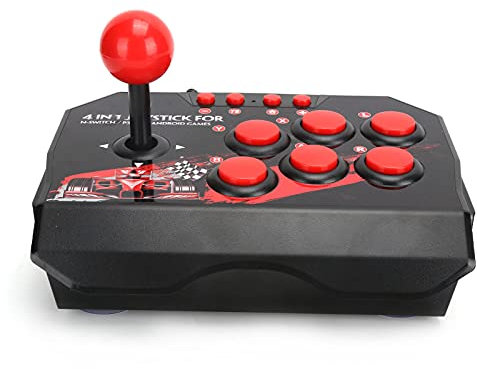 Arcade Fight Stick Controller, Kabelgebundener 4-in-1-Game-Joystick für Switch/PS3/PC/Android-TV, mit Kugelförmigem Joystick und 6 Steuertasten, 3 M Langem USB-Kabel, Unterstützt Den Turbo-Modus