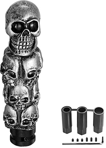 Blueshyhall Schädel Auto Schaltknauf, Gestapelter Totenkopf Universal Totenkopf Schalthebel Auto Überzug, Auto Skull Schaltknüppel Shifter Knob Tuning Adapter, Auto Schaltknauf Zubehör Deko