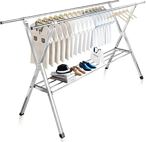 JAUREE Escurridor de ropa, estante de secado plegable para interiores y exteriores