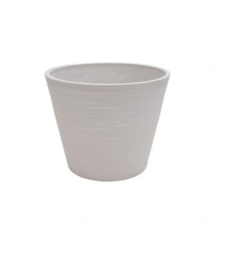 Briconess.com Kleiner runder Blumentopf für den Garten, aus Kunstfaser, 31 x 25,4 cm, Azalee – Weiß