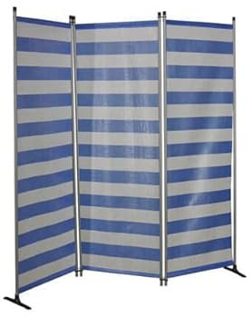 Angerer Freizeitmöbel GmbH Paravent - Raumteiler & Raumtrenner Sichtschutz - Outdoor Paravent für Windschutz & Schatten auf Balkon (3-teilig, PE blau-weiß)
