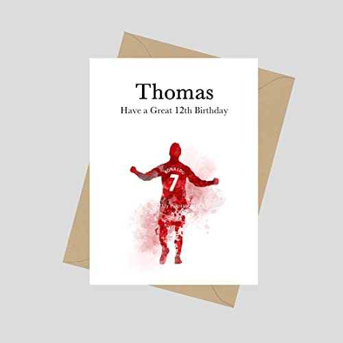 Cristiano Ronaldo Personalised Card, A5 Greeting Card, Birthday, Manchester United, Card For Son Daughter Grandson, Football, Soccer, Gift