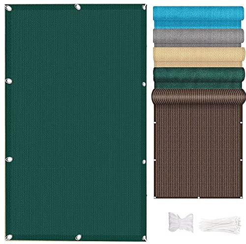 AMZYU Balkon Sichtschutz Garten 55 x 650 cm Sonnensegel Sonnenschutz Garten wasserabweisend & witterungsfest mit Ösen, Nylon Kabelbinder und Kordel für Balkongeländer, Terrasse, Dunkelgrün